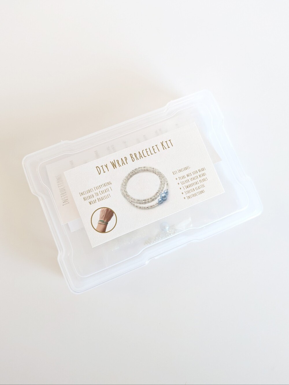DIY Beaded Wrap Bracelet Activity Kit - Blue Swarovski Pearls